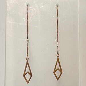 Rose gold threader dangle drop earrings 14KT EUC/rarely worn